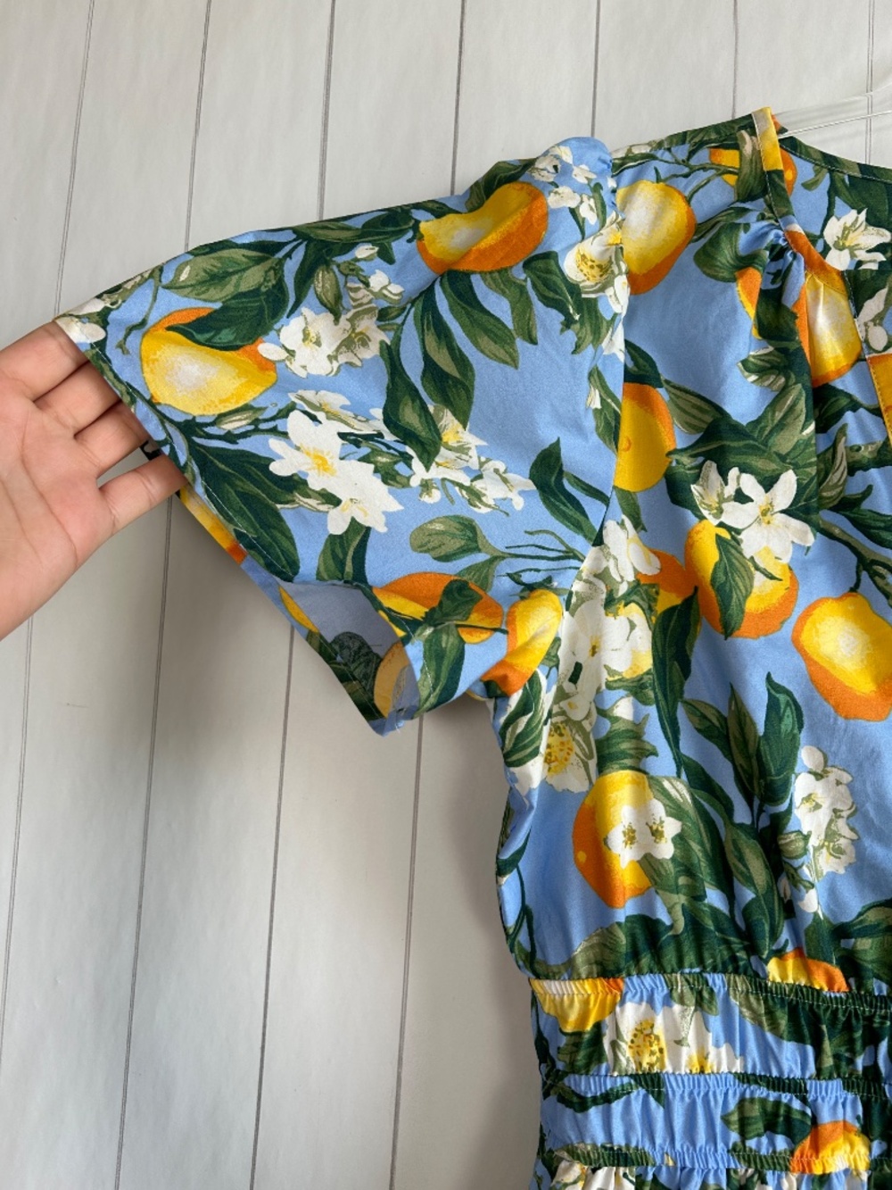 Anthropologie Size M Somerset maxi dress blue lemon floral print cotton tiered - Picture 4 of 10